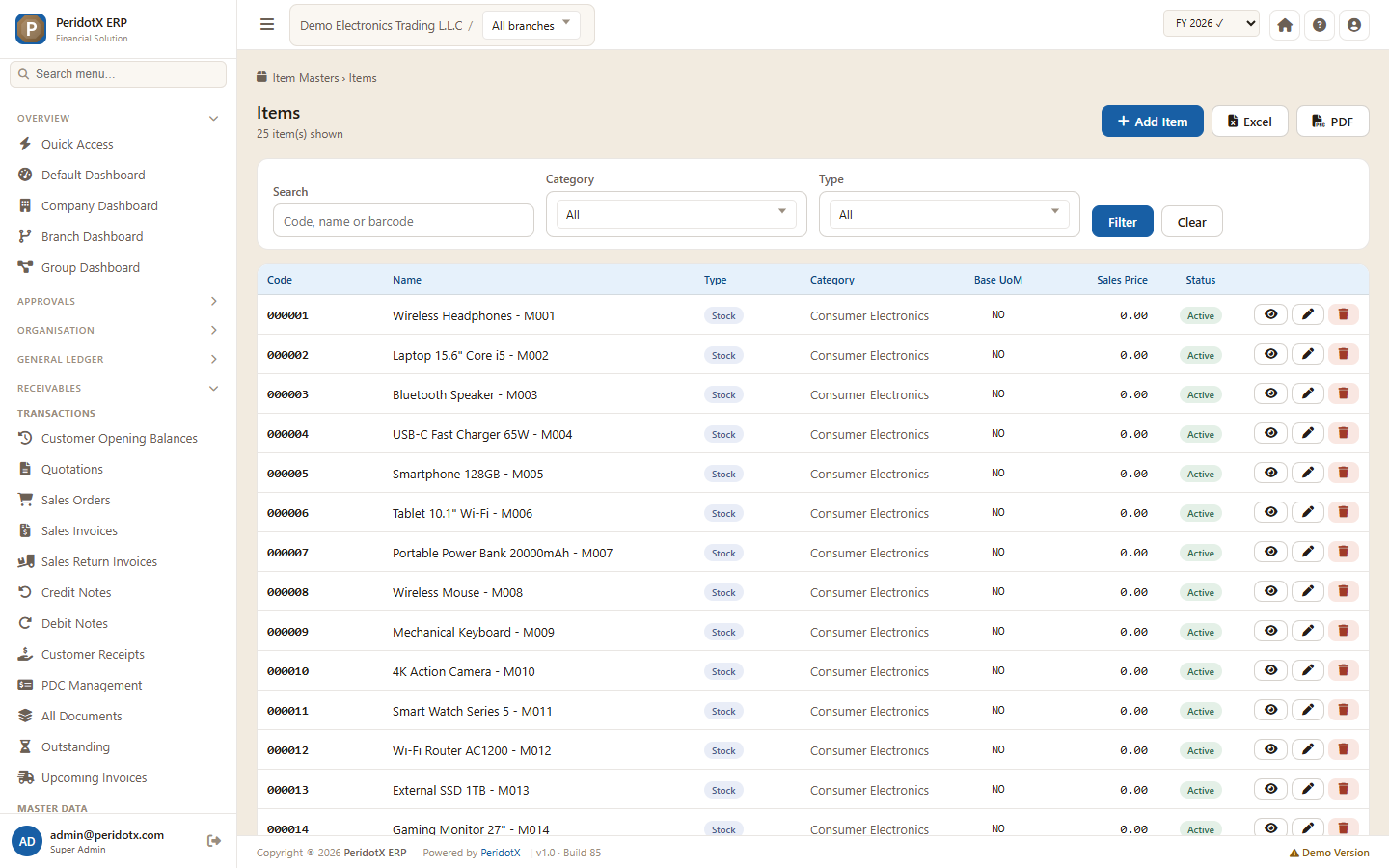 PeridotX Electronics Management screenshot
