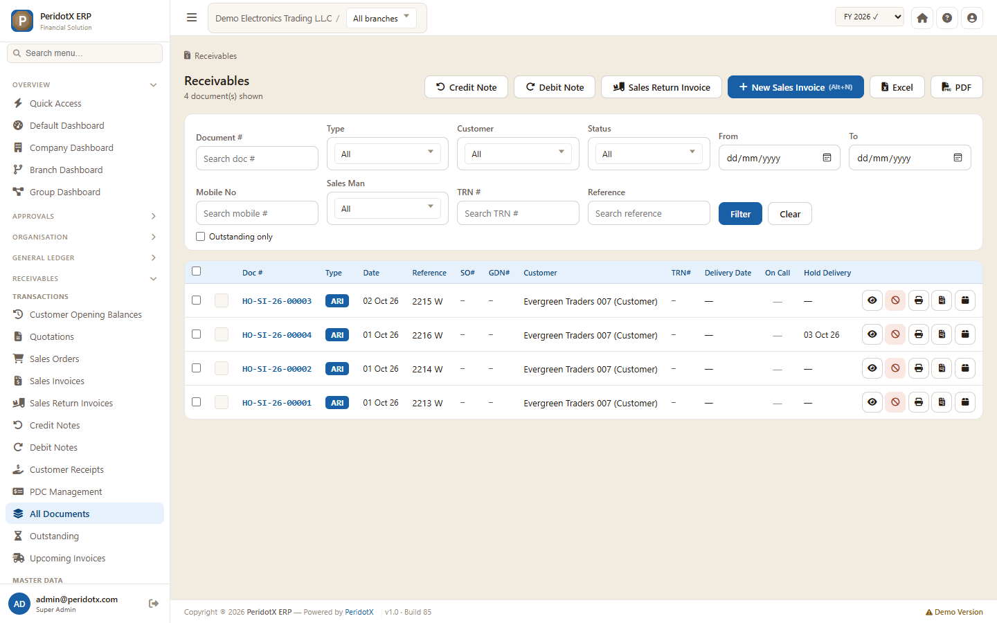 PeridotX Electronics Management screenshot