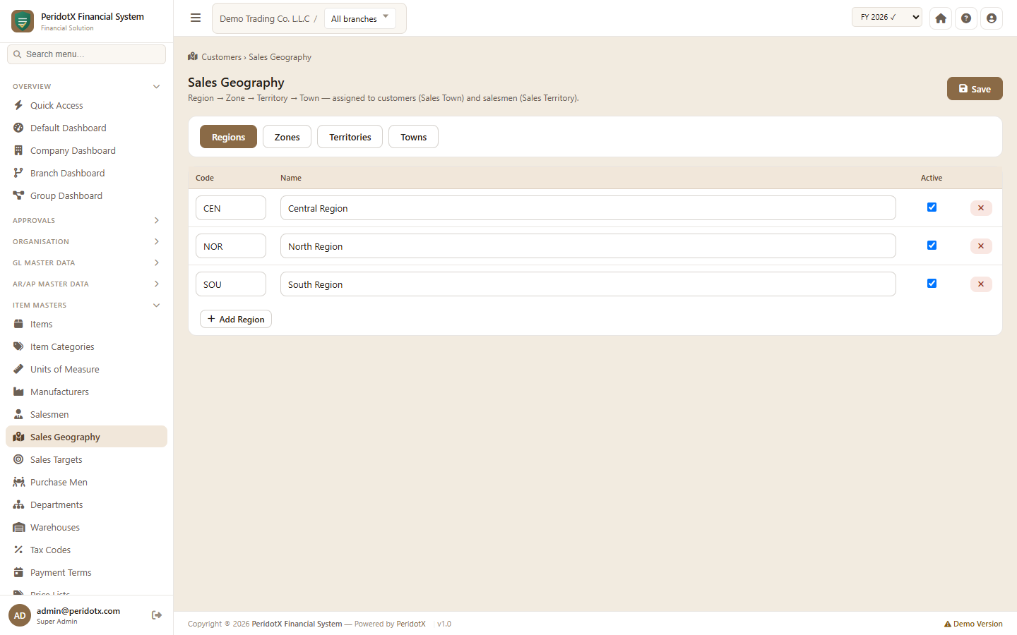 PeridotX Financial System screenshot